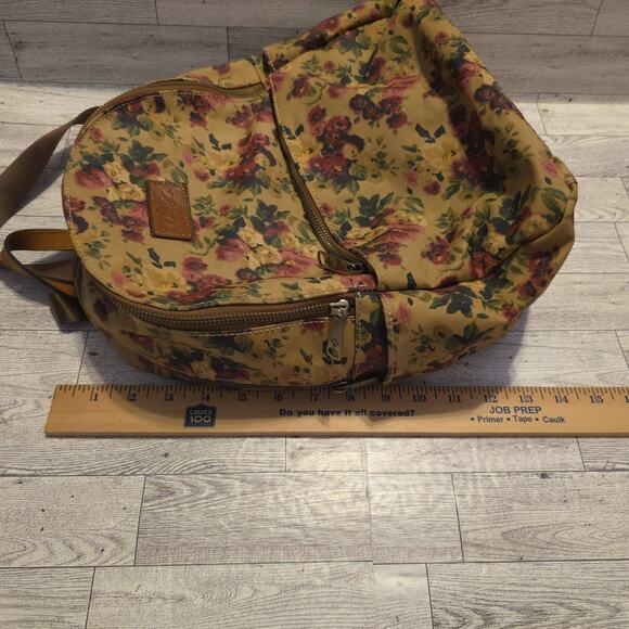 Patricia Nash Floral Canvas Backpack Vintage Rose Print Leather Trim Bag - Picture 7 of 14